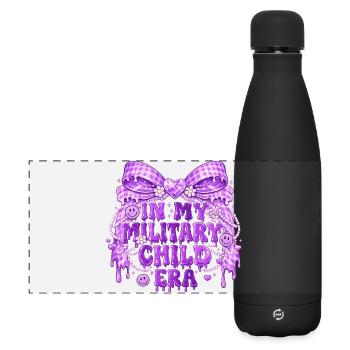 Military Child Era Lila | Militair Kindergeschenk - Matte Panorama Isolierflasche 500 ml - Schwarz - Vorne