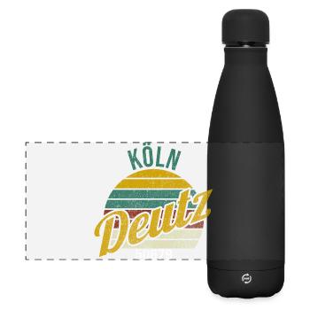 Kölsche Veedel - Köln-Deutz - Matte Panorama Isolierflasche 500 ml - Schwarz - Vorne