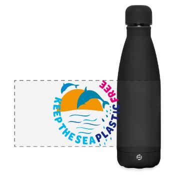Delfine, keep the sea plastic free - Matte Panorama Isolierflasche 500 ml - Schwarz - Vorne