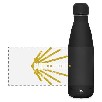 Buen Camino - Jakobsweg - Pilgertour - Santiago - Matte Panorama Isolierflasche 500 ml - Schwarz - Vorne