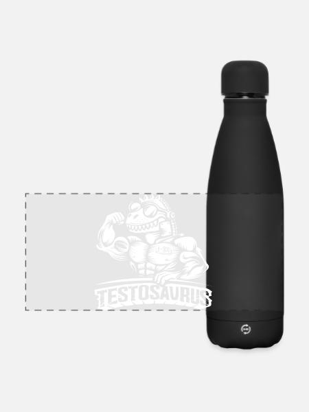Testosaurus – Der muskulöse Cybersaurus - Matte Panorama Isolierflasche 500 ml - Schwarz