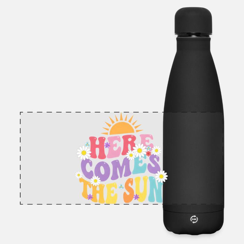 HERE COMES THE SUN Sun & Flowers Trend - Matte Panoramic Thermal Bottle 500 ml - black