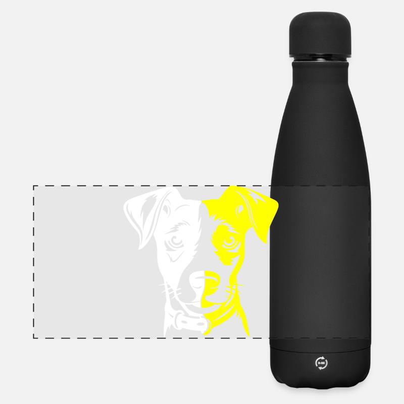 Jack Russel Terrier Hund Kopf - Matte Panorama Isolierflasche 500 ml - Schwarz
