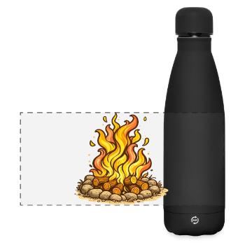 Wohlige Lagerfeuerflammen Illustration - Matte Panorama Isolierflasche 500 ml - Schwarz - Vorne