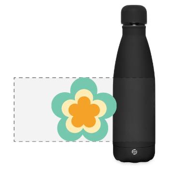 70er Jahre Blume Muster Hippie Geschenk - Matte Panorama Isolierflasche 500 ml - Schwarz - Vorne