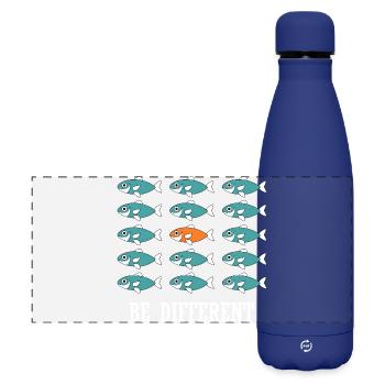 Be Different and unique swimming Fishes - Matte Panorama Isolierflasche 500 ml - Dunkelblau  - Vorne