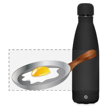 Spiegelei in Pfanne – Frühstück mit Retro-Charme - Matte Panorama Isolierflasche 500 ml - Schwarz - Vorne