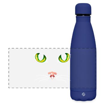 Black cat eyes - Matte Panoramic Thermal Bottle 500 ml - dark blue  - Front
