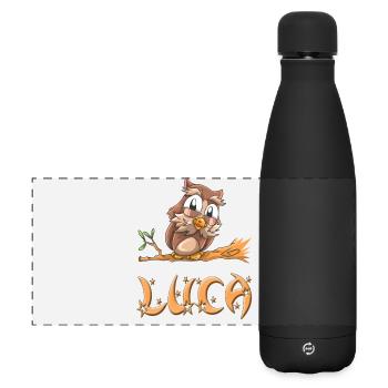 Eule Luca - Matte Panorama Isolierflasche 500 ml - Schwarz - Vorne