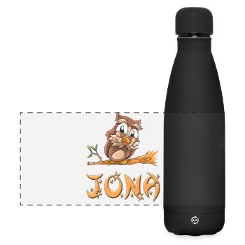 Eule Jona - Matte Panorama Isolierflasche 500 ml - Schwarz - Vorne