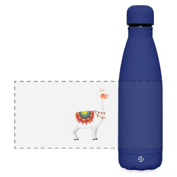 Mignon alpaga en poncho coloré - Gourde isotherme panoramique mate 500 ml - bleu foncé  - Devant