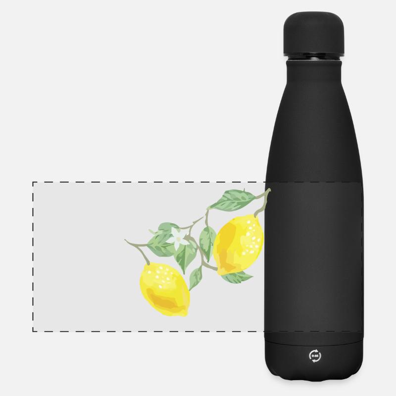 Zitronen - Matte Panorama Isolierflasche 500 ml - Schwarz