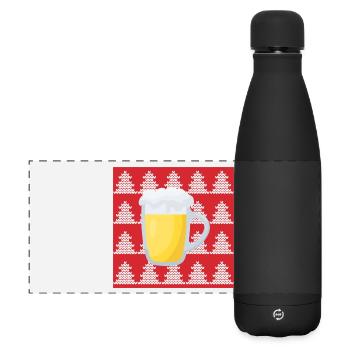 Ugly Christmas Bier - Matte Panorama Isolierflasche 500 ml - Schwarz - Vorne
