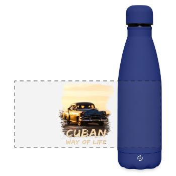 Kuba, Cuba, Cuban way of life, Oldtimer, Urlaub - Matte Panorama Isolierflasche 500 ml - Dunkelblau  - Vorne