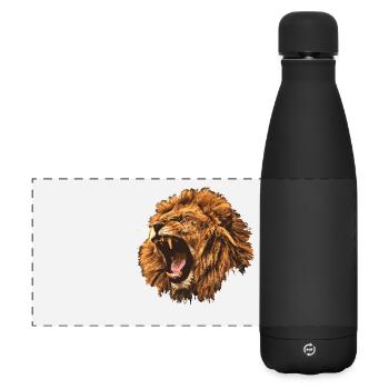 Lion rugissant cadeau - Gourde isotherme panoramique mate 500 ml - noir - Devant