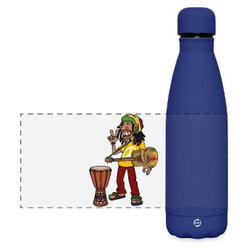 Reggae Reggaeton Jamaica Ragga Peace Jah Rasta - Matte Panoramic Thermal Bottle 500 ml - dark blue  - Front