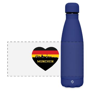 Munich Germany Skyline München German Flag - Matte Panoramic Thermal Bottle 500 ml - dark blue  - Front