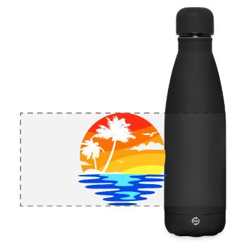 Palmiers île des caraïbes plage vacances mer été - Gourde isotherme panoramique mate 500 ml - noir - Devant