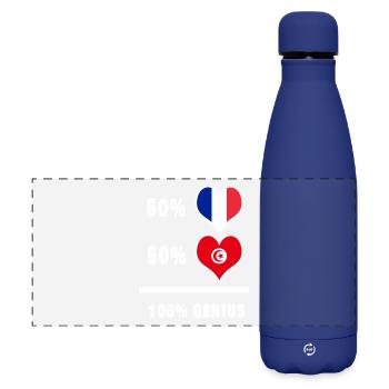 France et Tunisie 100% brillant / cadeau - Gourde isotherme panoramique mate 500 ml - bleu foncé  - Devant
