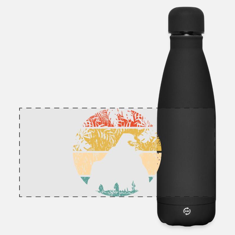 Bigfoot at the jungle sunset - Matte Panoramic Thermal Bottle 500 ml - black