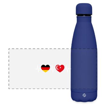 German-Turk Germany Turkey Heart Heartbeat - Matte Panoramic Thermal Bottle 500 ml - dark blue  - Front