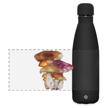 Aquarell Waldpilze Kolonie - Matte Panorama Isolierflasche 500 ml - Schwarz - Vorne