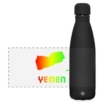 Jemen Regenbogen Landkarten Design / Geschenk - Matte Panorama Isolierflasche 500 ml - Schwarz - Vorne