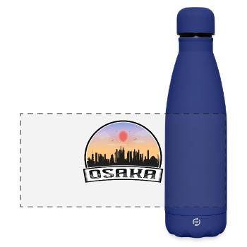 Osaka Japon Skyline Vintage Sunset Voyage Souvenir - Gourde isotherme panoramique mate 500 ml - bleu foncé  - Devant