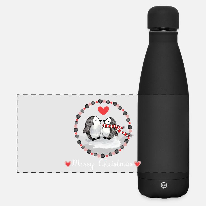 Penguins Christmas Merry Christmas - Matte Panoramic Thermal Bottle 500 ml - black