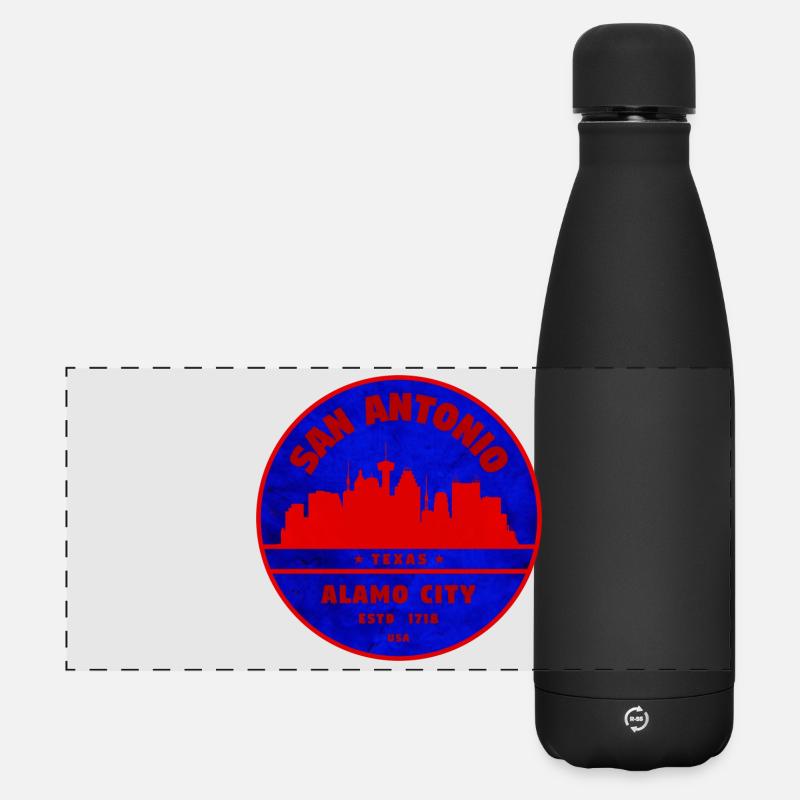 San Antonio Skyline Retro Badge - Matte Panoramic Thermal Bottle 500 ml - black