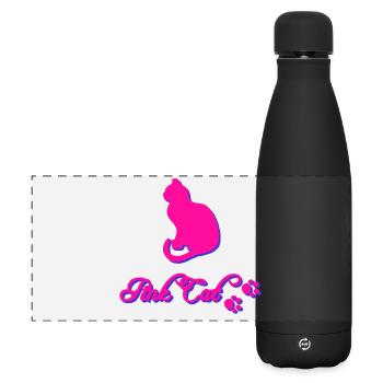 Pink cat, Tier tatzen, silhouetten - Matte Panorama Isolierflasche 500 ml - Schwarz - Vorne