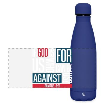 God for us (dark) - Matte Panoramic Thermal Bottle 500 ml - dark blue  - Front