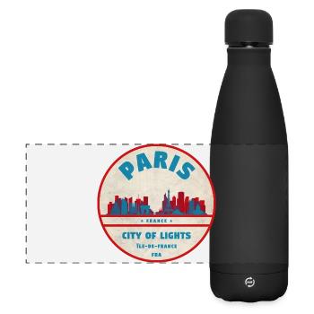 Paris City Lights Retro Badge - Matte Panoramic Thermal Bottle 500 ml - black - Front