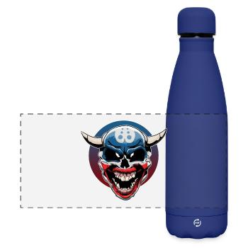 Evil clown skull with demonic laughter - Matte Panoramic Thermal Bottle 500 ml - dark blue  - Front
