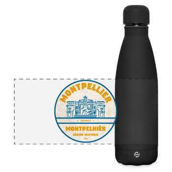 Montpellier Vintage Stadtlogo Sticker - Matte Panorama Isolierflasche 500 ml - Schwarz - Vorne