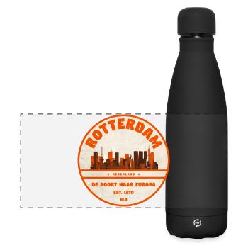 Timbre en caoutchouc vintage Rotterdam Skyline - Gourde isotherme panoramique mate 500 ml - noir - Devant
