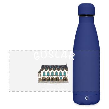 Goslar, hôtel de ville historique emblématique, - Gourde isotherme panoramique mate 500 ml - bleu foncé  - Devant