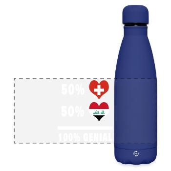 Iraq and Switzerland 100% Awesome Flag - Matte Panoramic Thermal Bottle 500 ml - dark blue  - Front