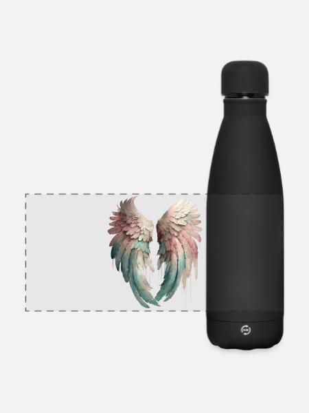 Engelsflügel - Matte Panorama Isolierflasche 500 ml - Schwarz