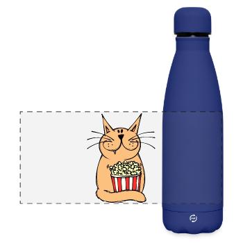 Films Binge Watching Cineast Dvd Cat Soirée cinéma - Gourde isotherme panoramique mate 500 ml - bleu foncé  - Devant