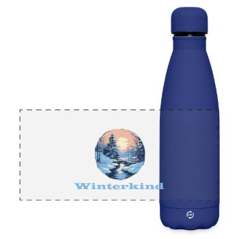 Enfant d’hiver - Gourde isotherme panoramique mate 500 ml - bleu foncé  - Devant