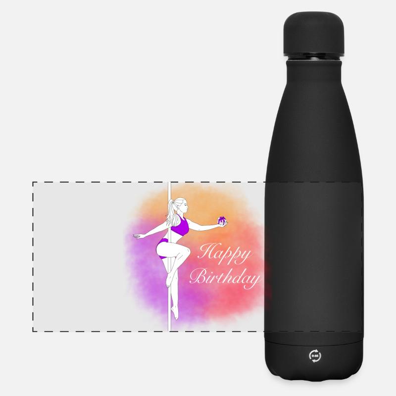 Pole Dance Birthday Gradient Illustration - Matte Panoramic Thermal Bottle 500 ml - black