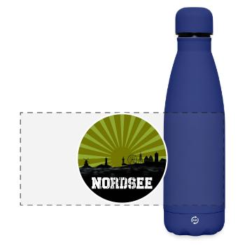 North Sea Retro Line - Matte Panoramic Thermal Bottle 500 ml - dark blue  - Front