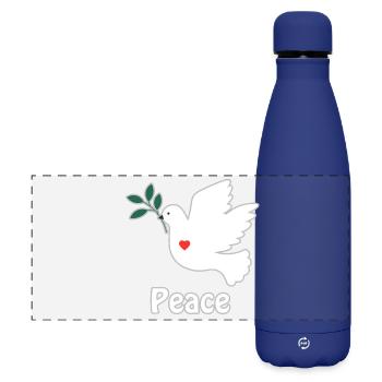 colombe de la paix blanche petit coeur rouge - Gourde isotherme panoramique mate 500 ml - bleu foncé  - Devant