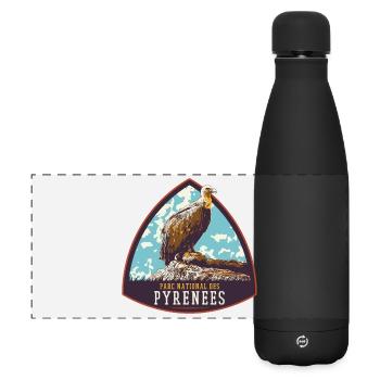 Vulture Badge, Pyrenees Park: Protected Nature - Matte Panoramic Thermal Bottle 500 ml - black - Front