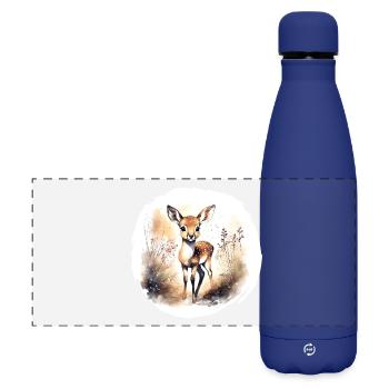 Fawn Watercolor - Matte Panoramic Thermal Bottle 500 ml - dark blue  - Front