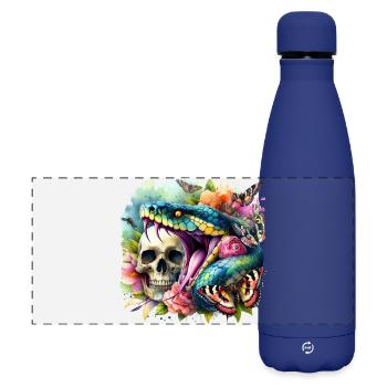 Snake Skull - Matte Panoramic Thermal Bottle 500 ml - dark blue  - Front