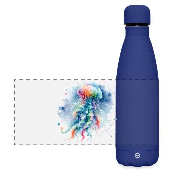 Jellyfish Watercolor Colorful Trend Animal - Matte Panoramic Thermal Bottle 500 ml - dark blue  - Front