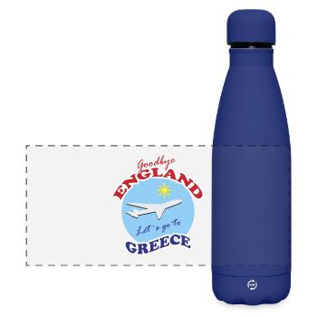 Greece Farewell Airplane Travel Design - Matte Panoramic Thermal Bottle 500 ml - dark blue  - Front