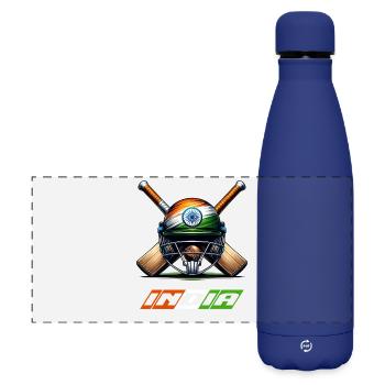 India elephant cricket helmet design - Matte Panoramic Thermal Bottle 500 ml - dark blue  - Front